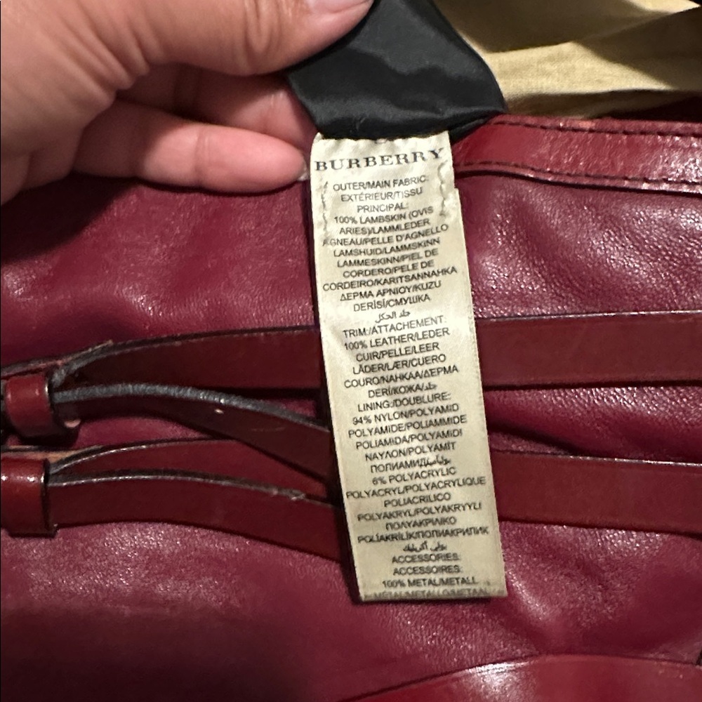 Burberry Deep Red Leather Shoulder Bag - Picture 12 of 16